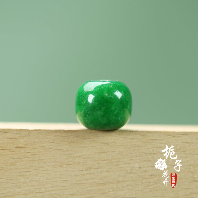 干青翡翠14*12mm老型桶珠搭配黄金首饰玉石diy毛衣链发簪饰品Y174