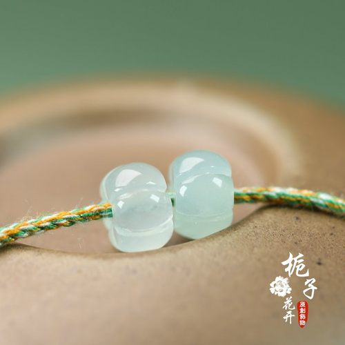 10*6mm天然玉石淡蓝南瓜珠