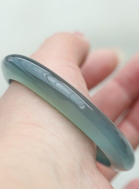 国风冰种玛瑙手镯高级库里蓝玉镯