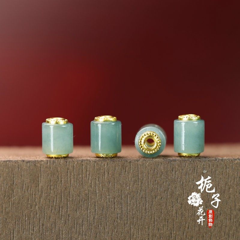 7*9mm镶孔2mm蓝水翡翠A货直桶珠