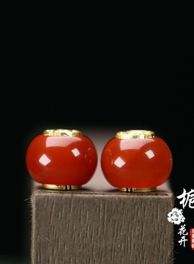 天然红色玛瑙算盘珠14*11mm孔2mmDIY手链手串饰品配饰隔珠A171