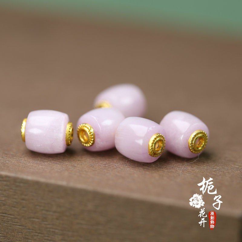 天然水晶紫锂辉老型珠桶珠直切