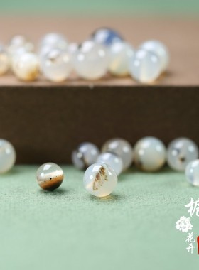 天然水草玛瑙圆珠8 10 12mm通孔diy手链手串散珠隔珠精致百搭Y173