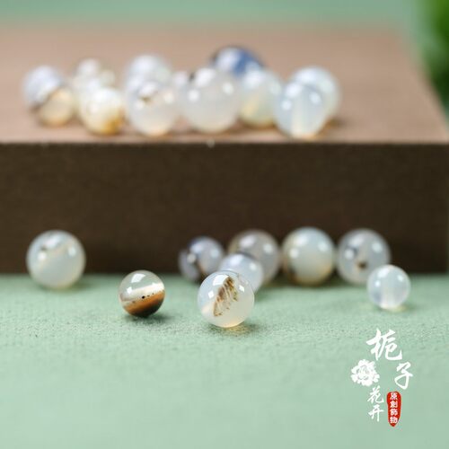 天然水草玛瑙圆珠81012mm通孔