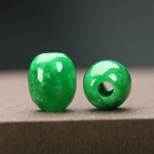 天然玉石干青翡翠阳绿路路通桶珠