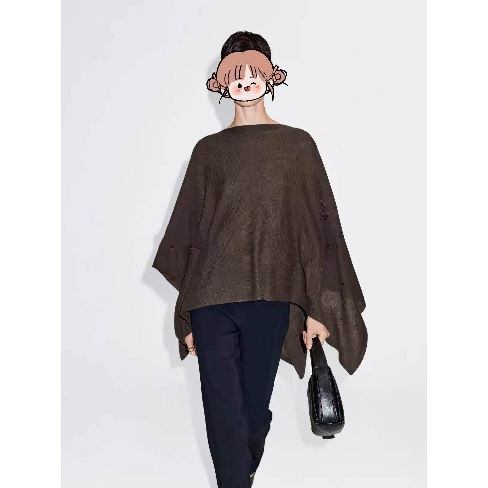 设计感羊毛套头毛衣针织斗篷 披肩质感超好25110245