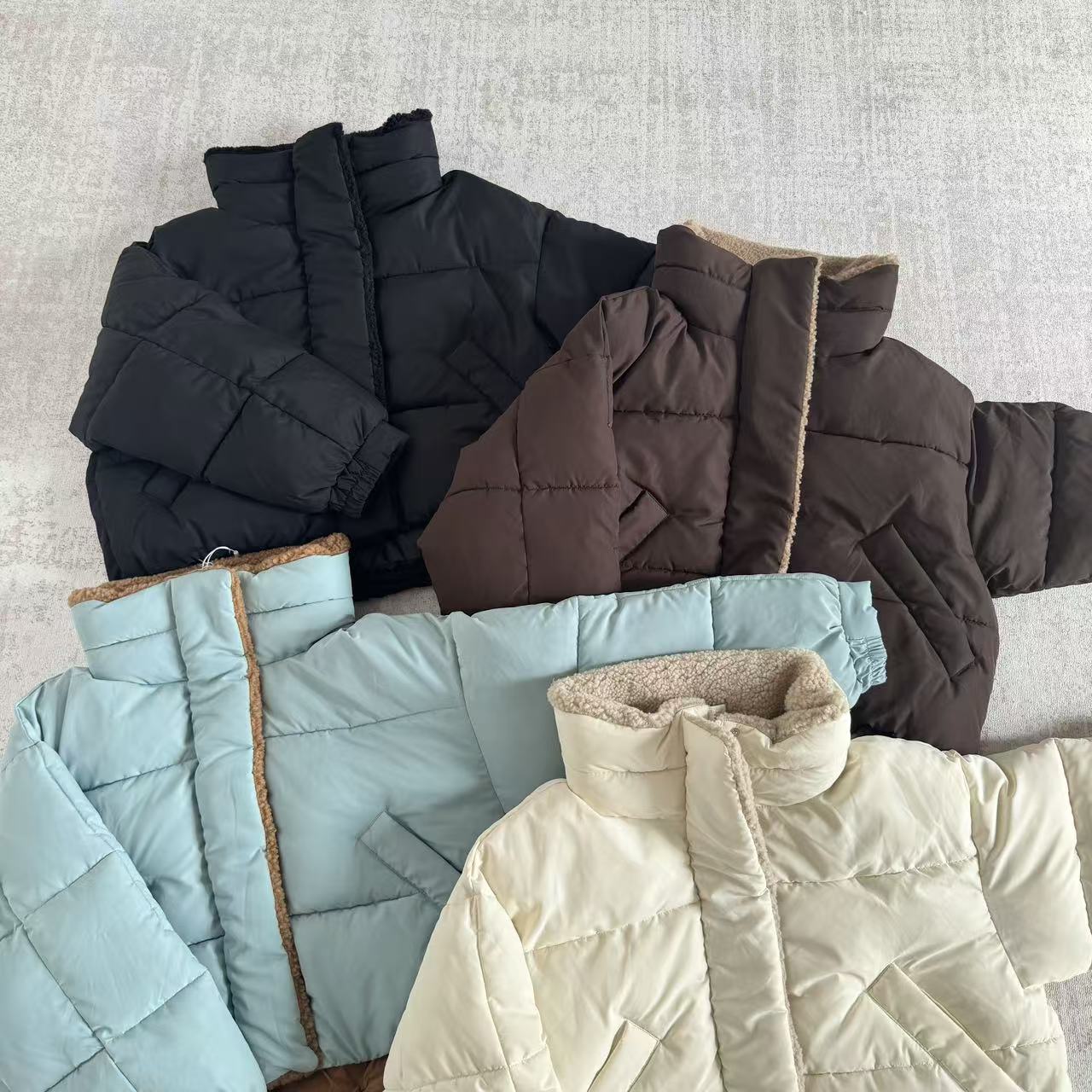 立领羊羔绒领外套加厚小短款面包棉服显瘦显腿长25110244