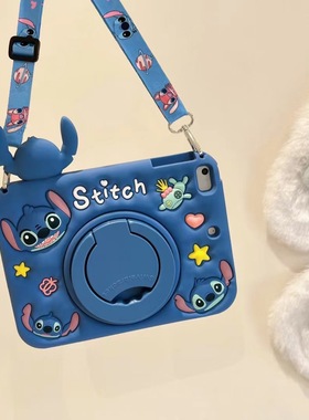 适用三星A9plus硅胶套男款史迪仔外壳X210笔槽蓝色旋转支架X216B软壳X115儿童手提款A9全包款A8趴趴公仔壳