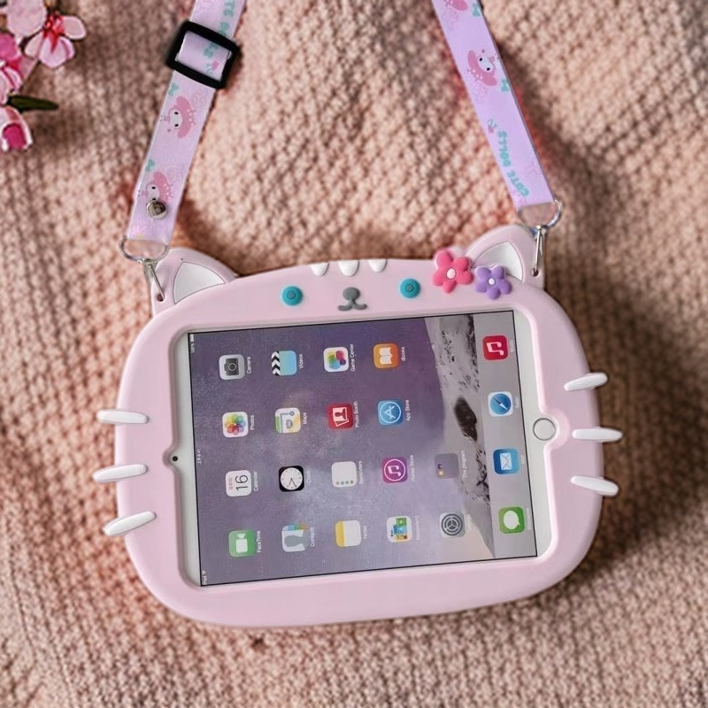 适用vivo Pad5平板猫咪壳PA2573轻薄硅胶保护套12.1寸卡通女宝猫咪外壳vivopad3pro手提支架套OPD2409花朵壳