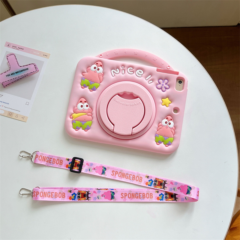 适用苹果iPad pro 11寸硅胶套A1980平板壳A2228粉色派大星A2460防摔软胶A2762手提旋转支架A2325女款10.9寸