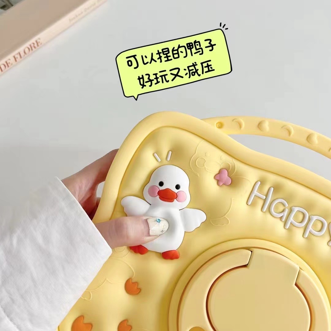 适用华为畅享AGS3-W00D手提鸭子套AGS5Z-W09HN防摔卡通硅胶儿童手拎壳擎云C3支撑外壳HEY2-W19加厚耐摔荣7壳