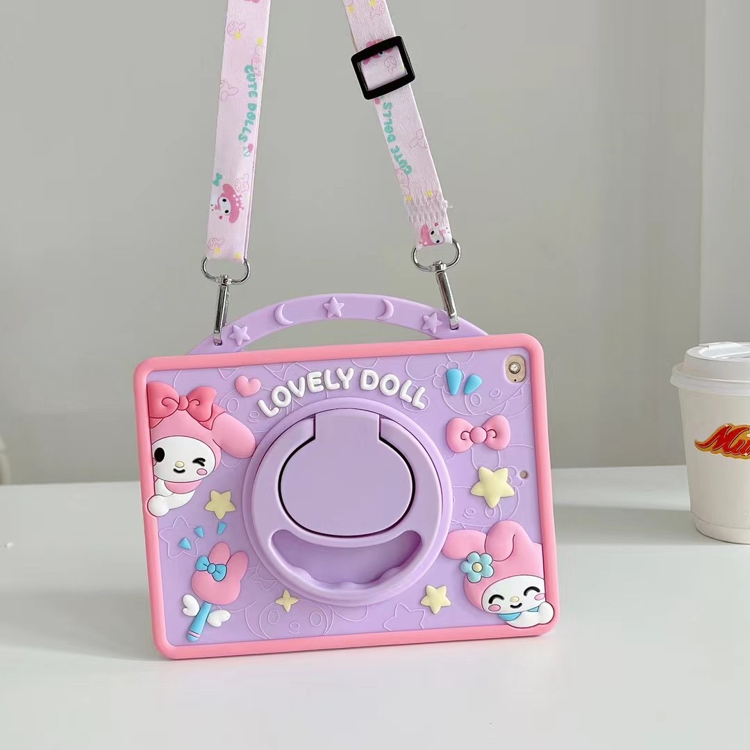 适用2025款荣耀平板10平板保护套12.1英寸全包旋转支架hey3-W10手提美乐蒂平板10女款手提笔槽X9粉色外壳