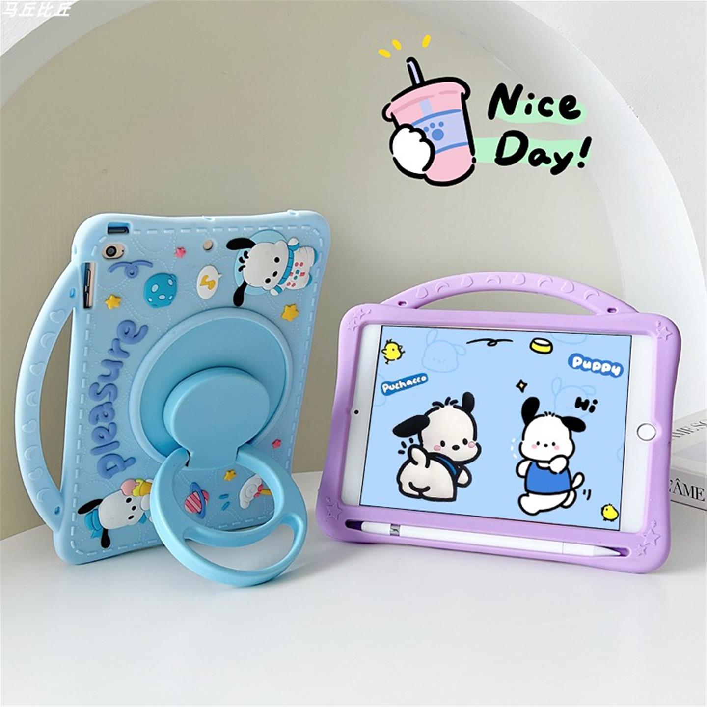 适用步步高X3/X6洪恩版家教机A6/A7/X5保护套P21H170手提笔槽款11.6寸儿童防摔硅胶套BBK A6旋转卡通可爱软壳