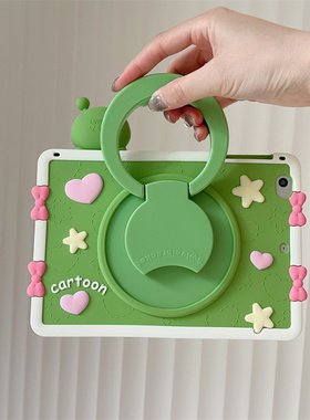 适用红米RedmiPad2绿色鸭子保护套11寸平板壳红米pad2儿童手拎防摔硅胶旋外壳360旋转支撑小米平板7青蛙软壳