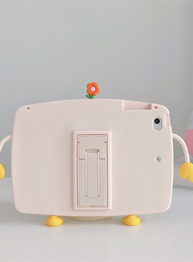 适用2020ipad10.2寸防摔平板壳A2197可爱花朵小鸡硅胶壳A2270儿童防摔壳苹果7代全包壳9代黄色软壳5代外壳