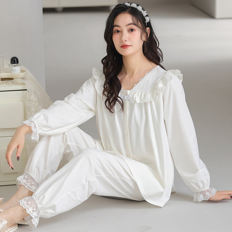 睡衣女春秋款纯棉长袖裤公主风
