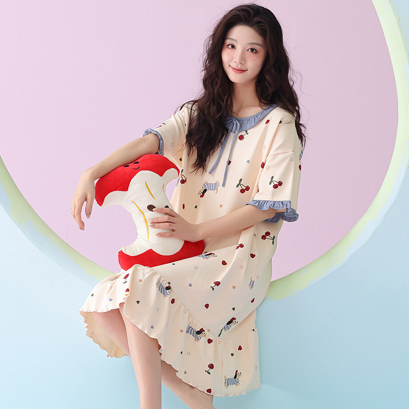 睡裙夏季女款2026新款纯棉甜美法式公主风夏款短袖家居服仙女睡衣