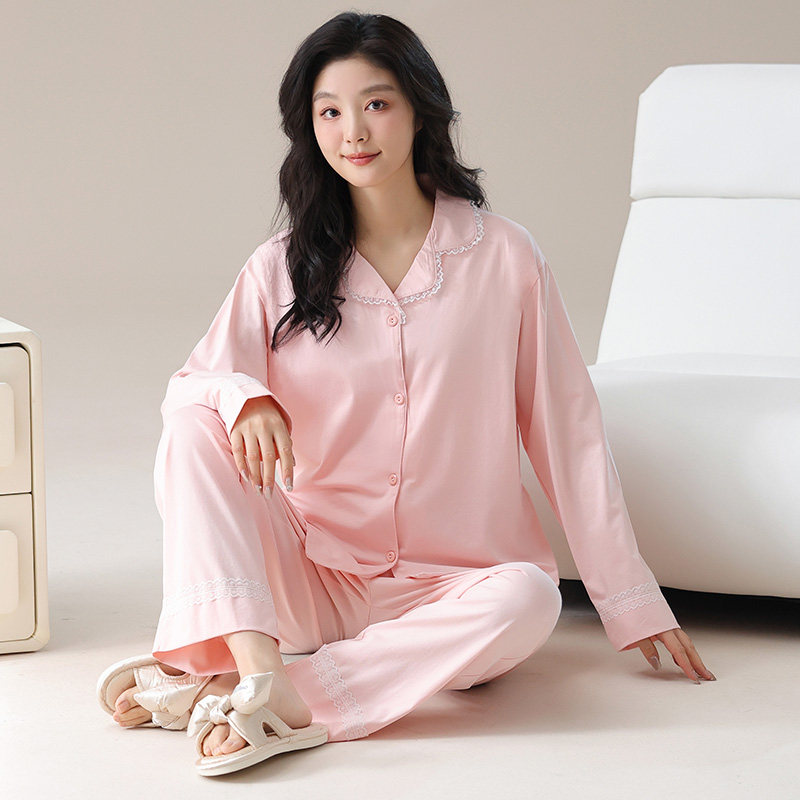 睡衣女纯棉高级感秋冬粉色家居服