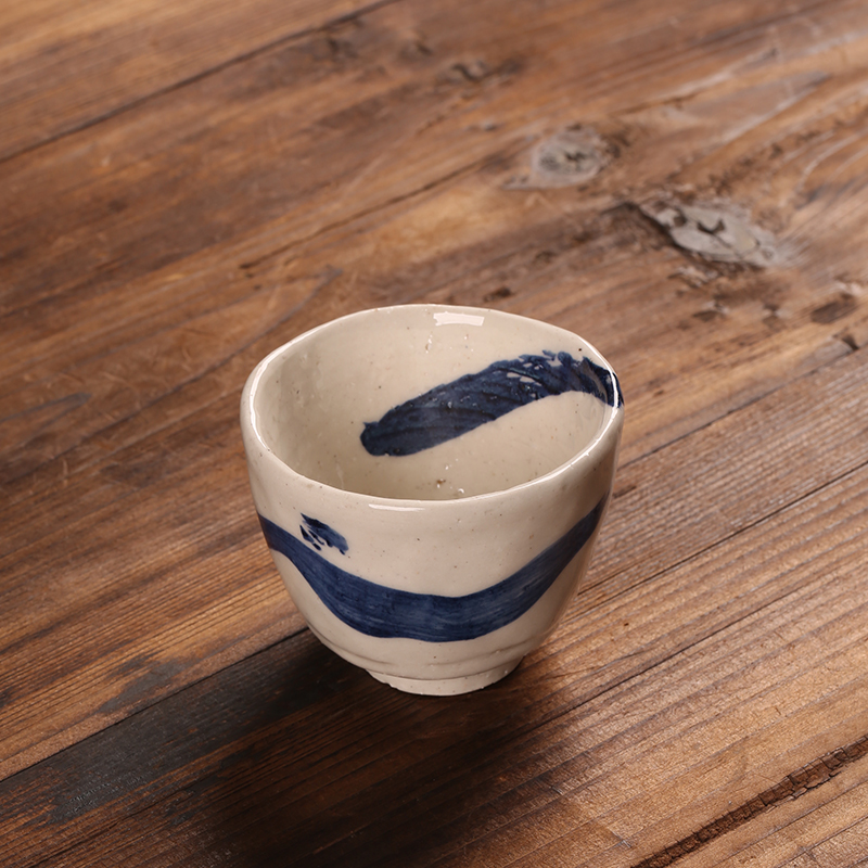 熹言手捏杯釉下青花喝茶陶瓷茶杯主人杯单杯复古风个人专用杯子