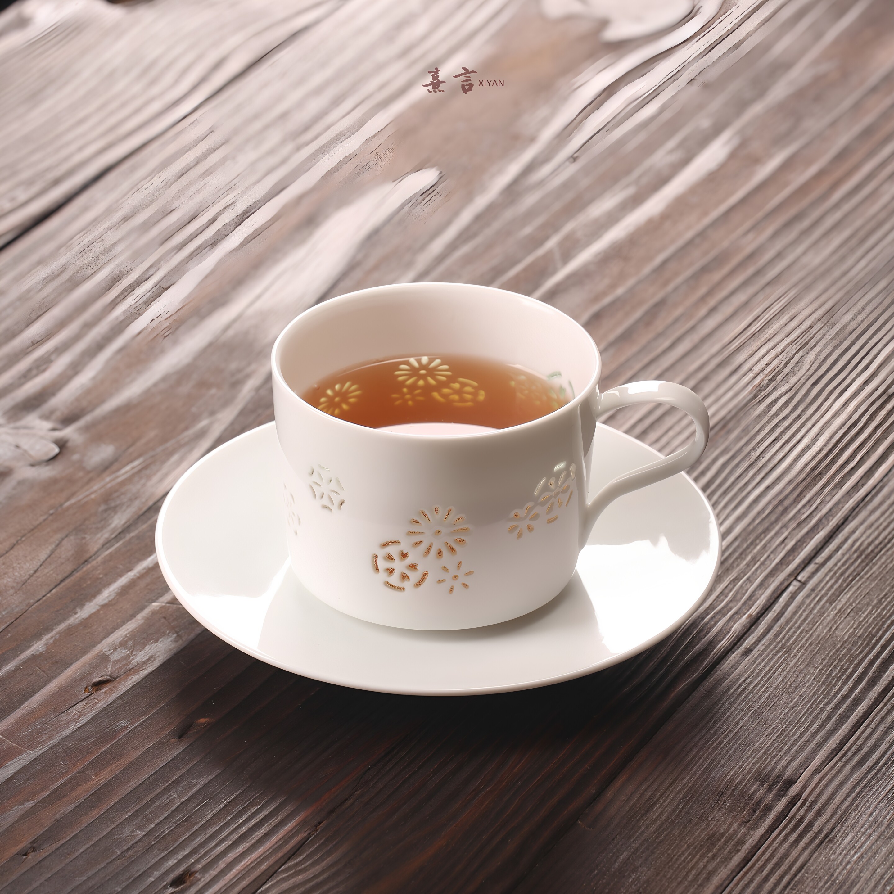 熹言玲珑高档水杯陶瓷咖啡杯套装