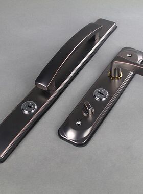 防盗门把手灰色304不锈钢装甲拉手入户门锁套装