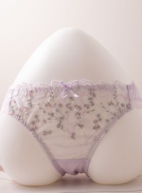 胖次日系甜美可爱少女刺绣花朵纯棉裆舒适透气内裤女三角裤头中腰