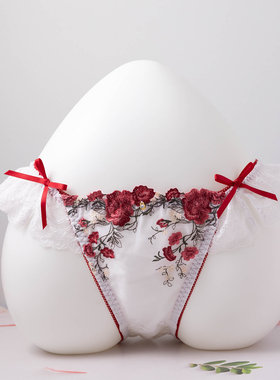 日系少女甜美可爱纯棉裆刺绣立体花朵蝴蝶结纯欲内裤三角裤打底裤