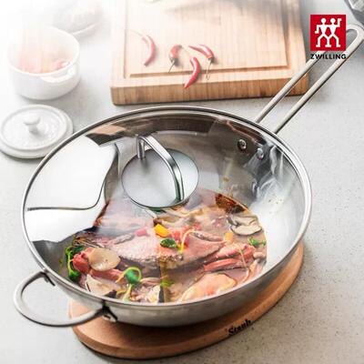 不锈钢无涂层燃气电磁炉通用炒锅