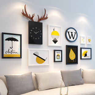 壁画 实木新款 饰画北欧组合沙发背景墙挂画创意个性 现代简约客厅装