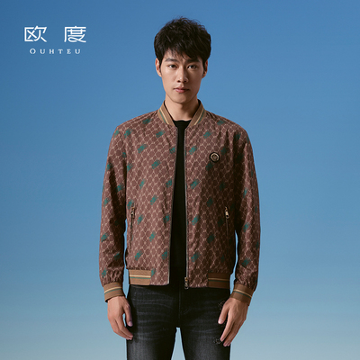 OUHTEU/欧度【聚酯纤维】时尚棒球领夹克外套男修身版春秋季3236