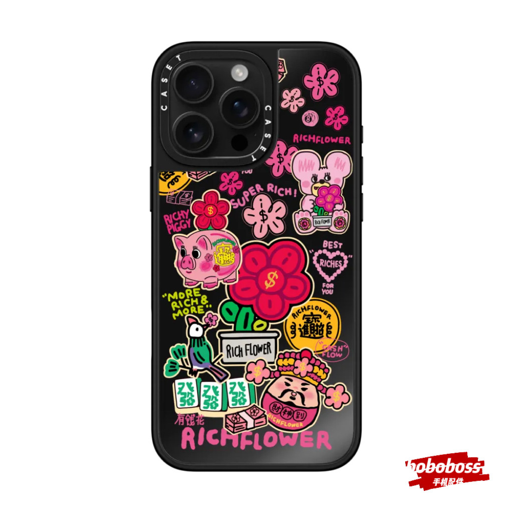 cassti源厂！ RICH FLOWER有钱花系列 新年发发发 magsafe适用iPhone18/17/16/15/14/Pro/Max防摔磁吸手机壳图片