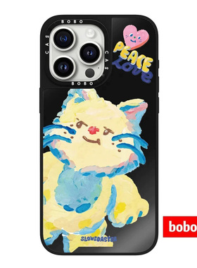 case源厂！SLOWCOASTER  Lunzy猫猫magsafe适用于iPhone17/16/15/14/13/Plus/Pro/Max黑色镜面防摔磁吸手机壳