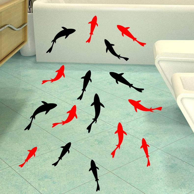 防水耐磨自粘小招财鱼地砖贴遮挡装饰补瑕疵海豚地板玻璃贴墙贴纸,家居饰品,软装墙贴,淘宝优惠券,粉丝福利购,淘宝优惠卷