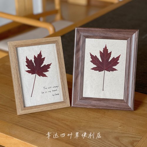 幸运四叶草便利店加拿大枫叶植物标本装饰挂画圣诞礼摆件美国红枫