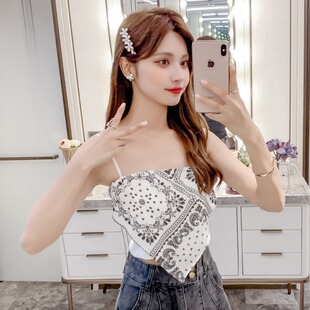 针织背心外穿潮 显瘦短款 性感辣妹复古倒三角巾小吊带夏季 胖mm大码