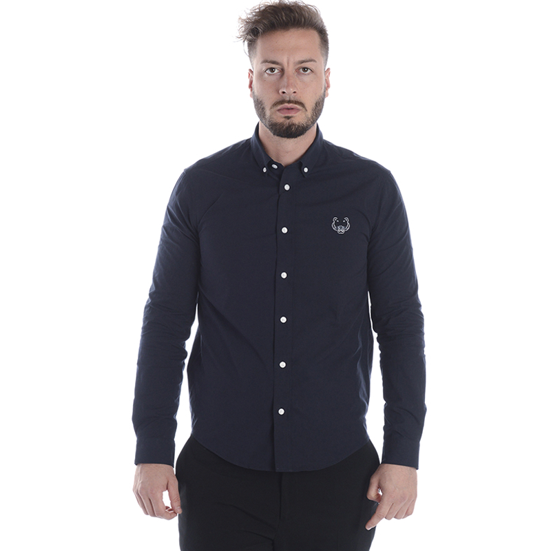 男士KENZO高田贤三新品商务休闲舒适百搭纯色虎头长袖衬衫CH400