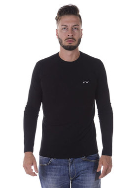 ARMANI JEANS男士阿玛尼 AJ秋冬黑色圆领长袖T恤 8N6T816J0AZ正品