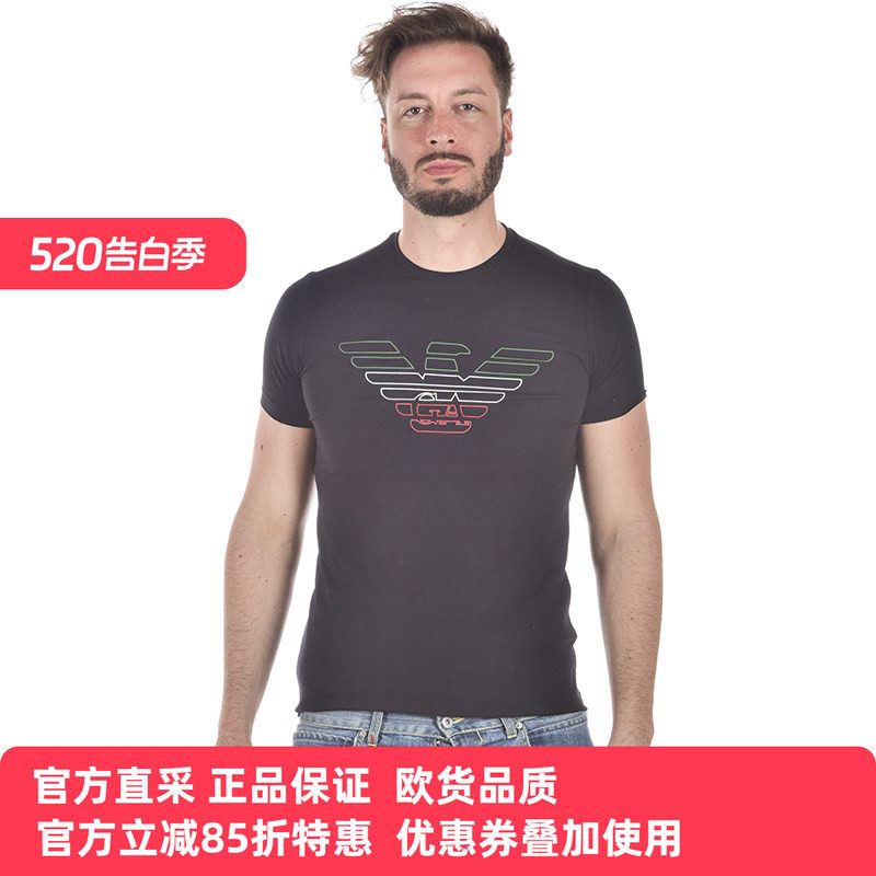 ARMANI阿玛尼EA男士鹰标时尚休闲简约百搭短袖T恤正品3Z1T901J11Z