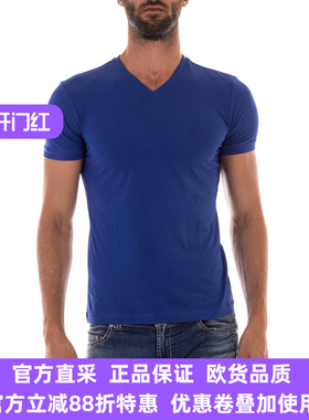 ARMANI COLLEZIONI阿玛尼男士V领纯色休闲短袖T恤3XCT56CJ4GZ正品
