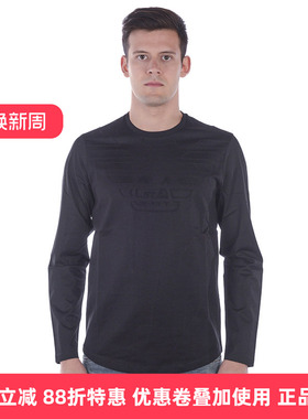 男士EMPORIO ARMANI阿玛尼新品休闲舒适长袖深黑色正品T恤 6Z1TN9