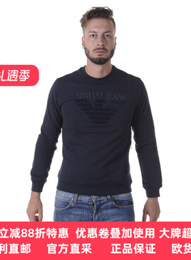 ARMANI JEANS男士阿玛尼新品蓝色时尚圆领套头卫衣6Y6M096J1MZ棉