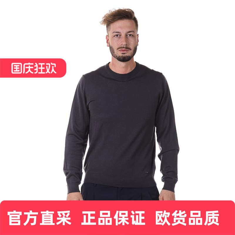 armani秋冬灰色圆领羊毛针织衫图片