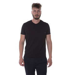 ARMANI JEANS阿玛尼男士品牌黑色圆领修身精品短袖T恤棉06H2AFF