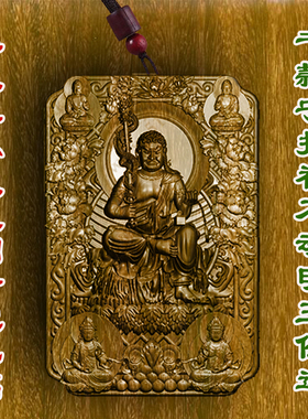 柏林禅寺八大守护神不动明王生肖鸡挂件吊坠挂件佩戴绿檀桃木枣木