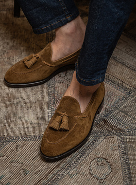 【现货】OctTenth“马斯南II”夏季新款棕色loafer流苏乐福皮鞋男