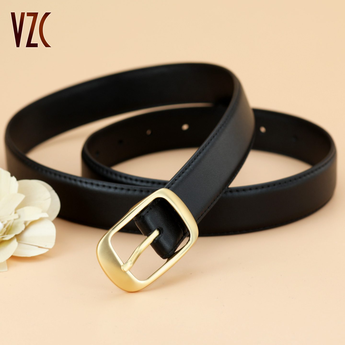 皮带女款真皮牛皮黑色简约百搭休闲装饰配裙子西裤牛仔裤腰带正品