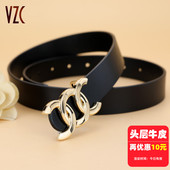 皮带女款 带 牛仔裤 真皮头层纯牛皮黑色休闲百搭装 饰配裙子腰带韩版