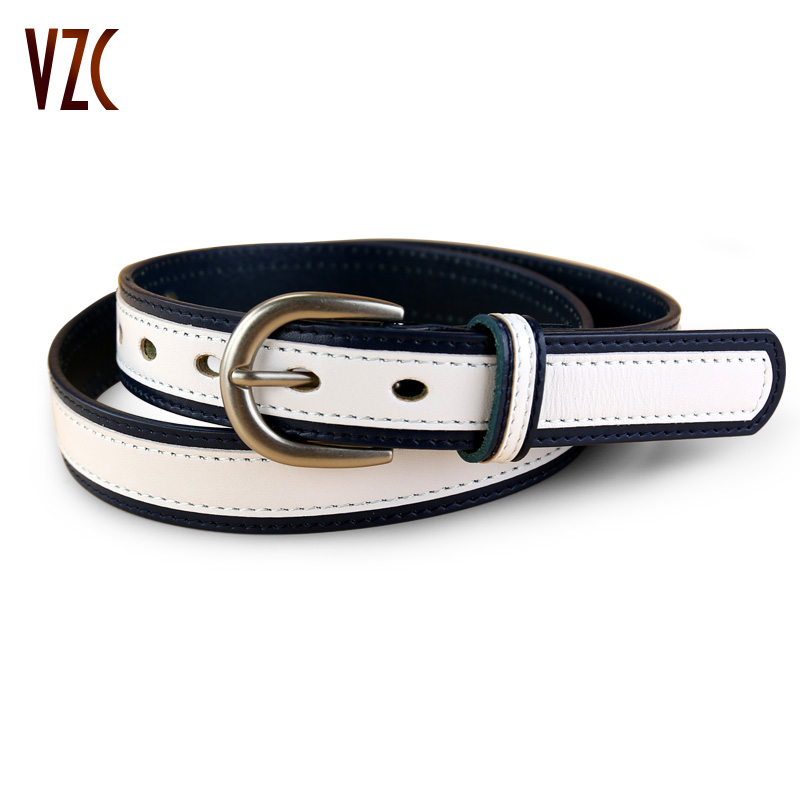 皮带女真皮头层牛皮白色简约百搭针扣牛仔裤带时尚韩版宽女士腰带