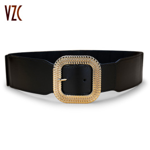 腰封女真皮头层牛皮黑色宽皮带装 饰配裙大衣风衣束腰外搭松紧腰带