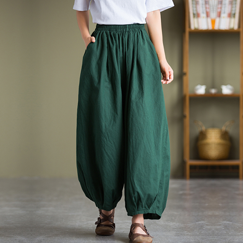 夏秋女装亚麻复古文艺宽松棉麻阔腿裤灯笼裤太极瑜伽九分裤休闲裤,女装/女士精品,休闲裤,淘宝优惠券,粉丝福利购,淘宝优惠卷